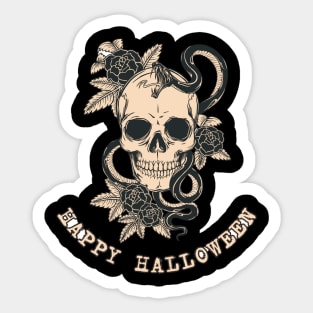 Happy Halloween skull and flowers fall oktober Sticker